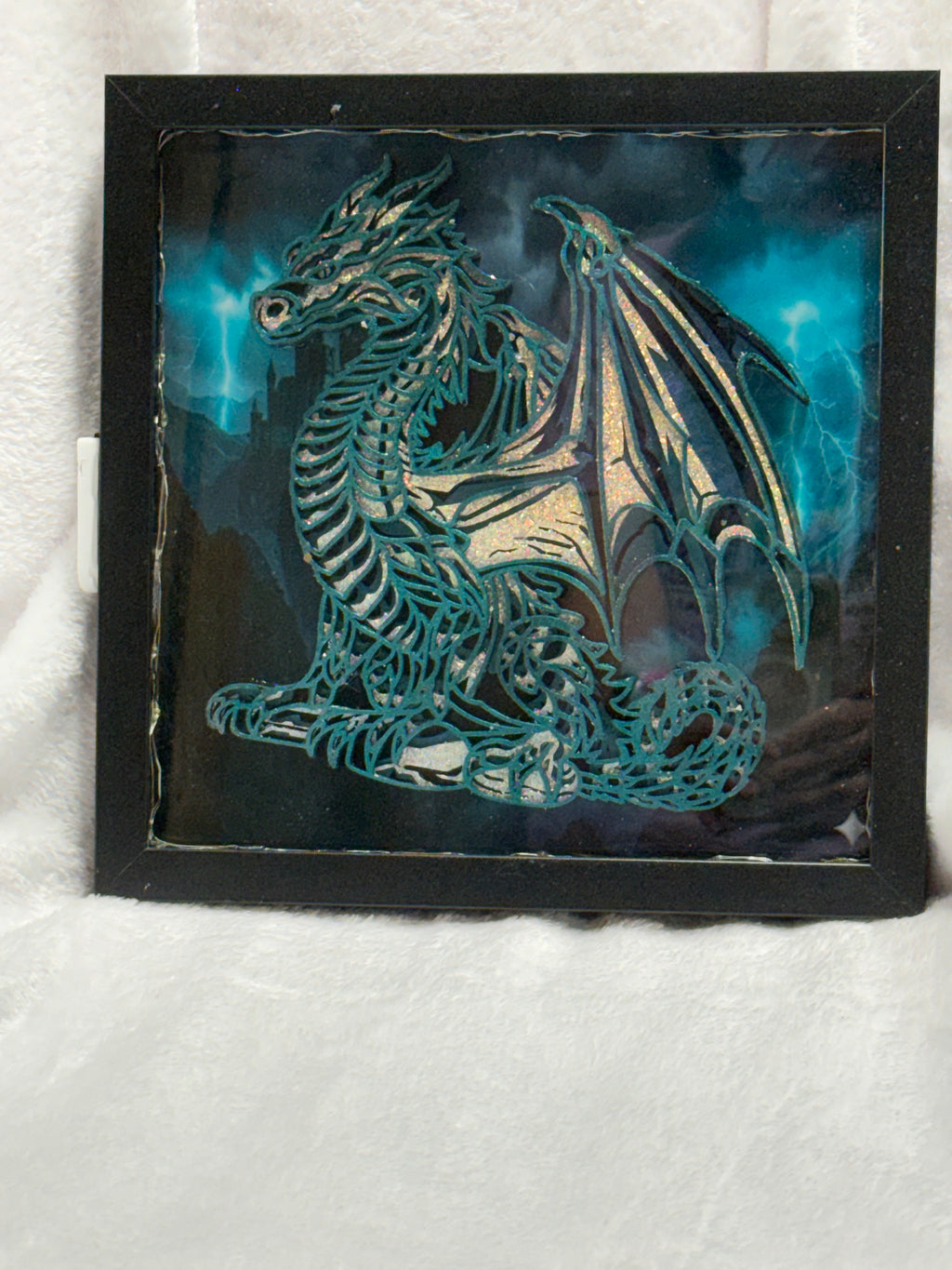 Teal Dragon Shadow Box
