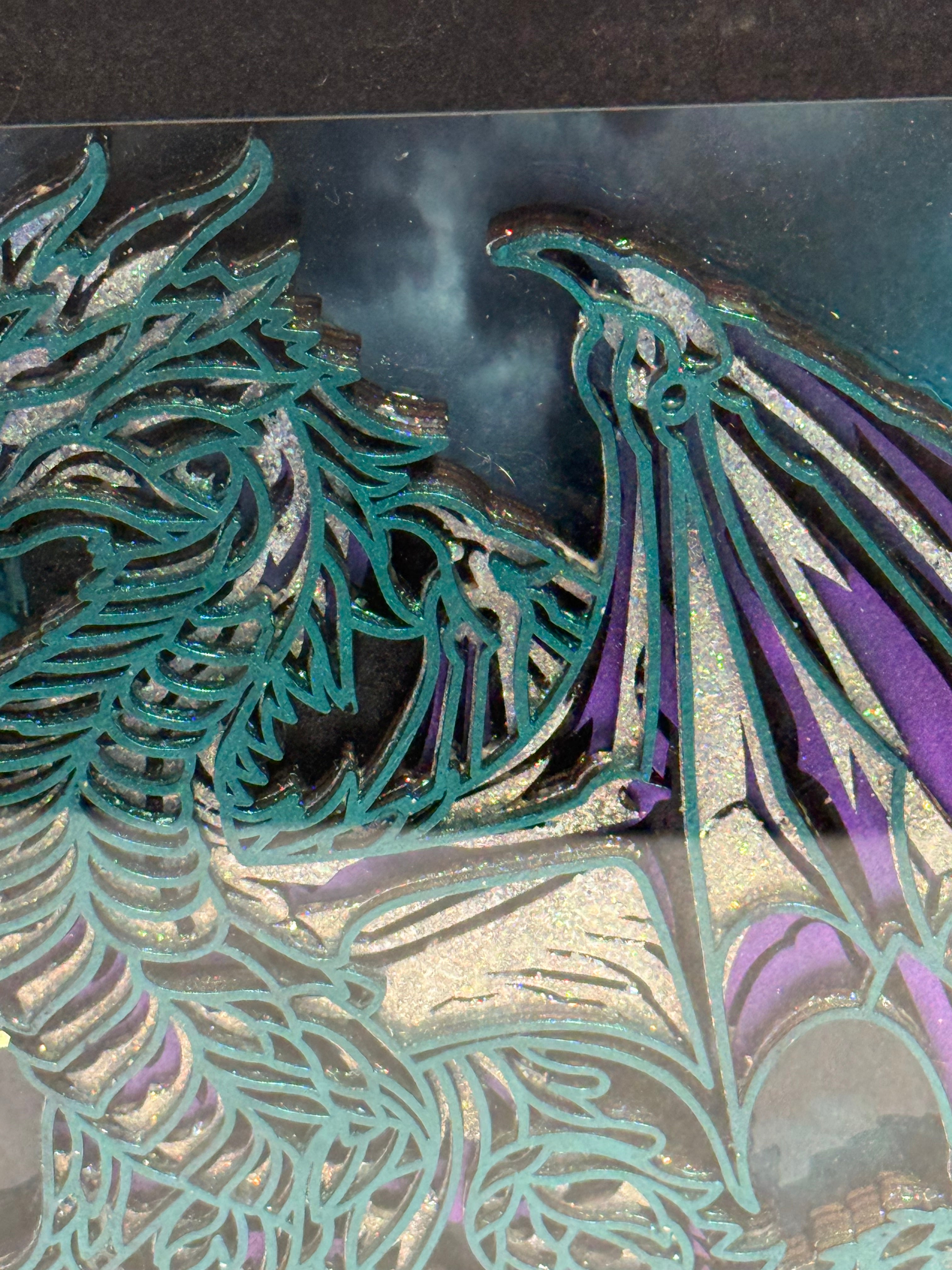 Teal Dragon Shadow Box