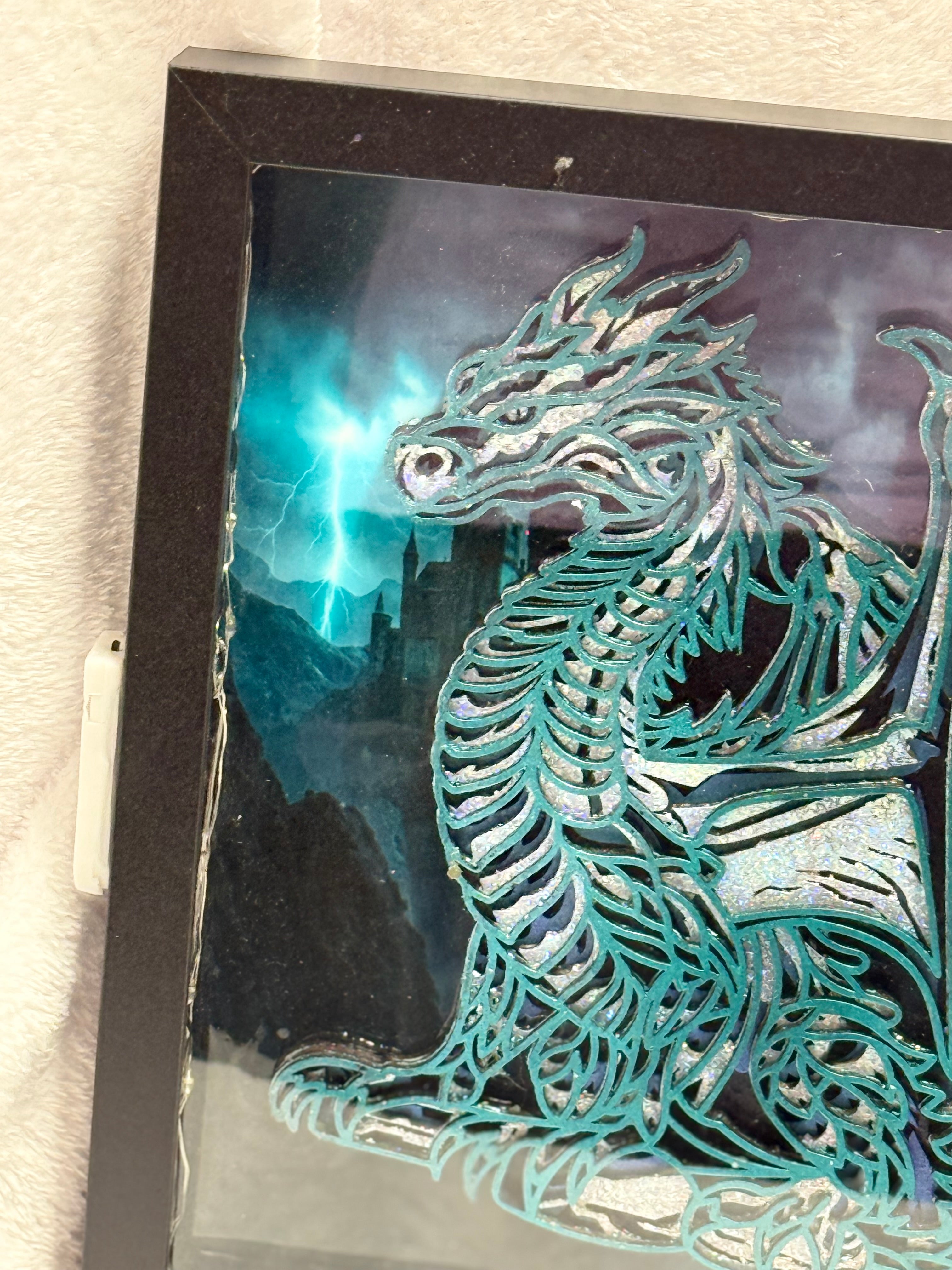 Teal Dragon Shadow Box
