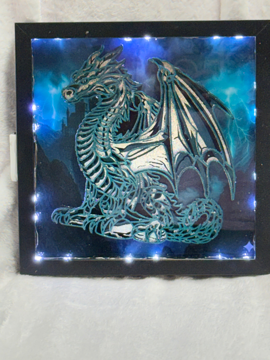 Teal Dragon Shadow Box