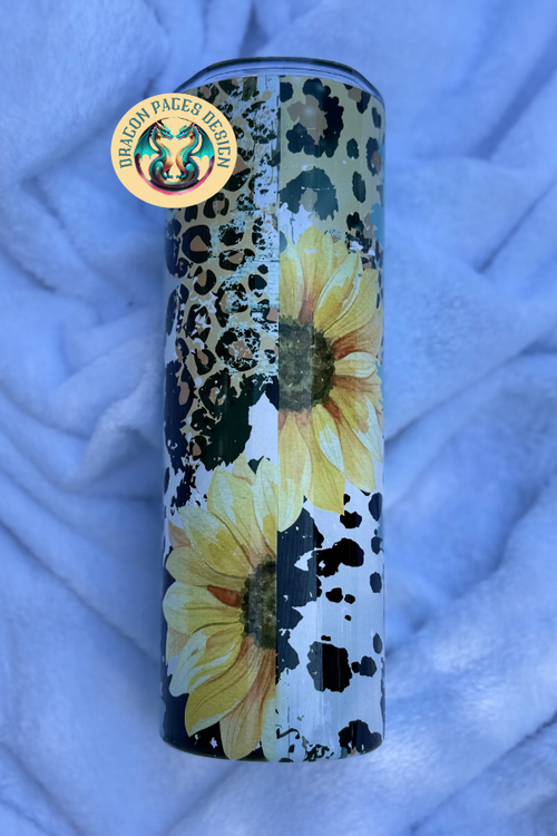 Blue Floral Cowprint Mama 20oz tumbler