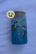 Sea Turtles Blue 16oz Glass Tumbler