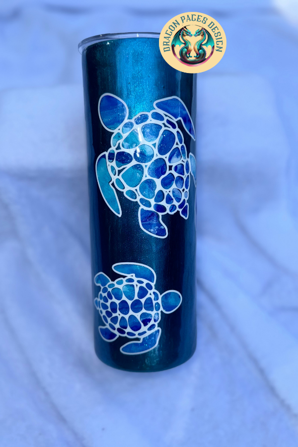 Sea Turtles Ink Swirl 20oz Tumbler