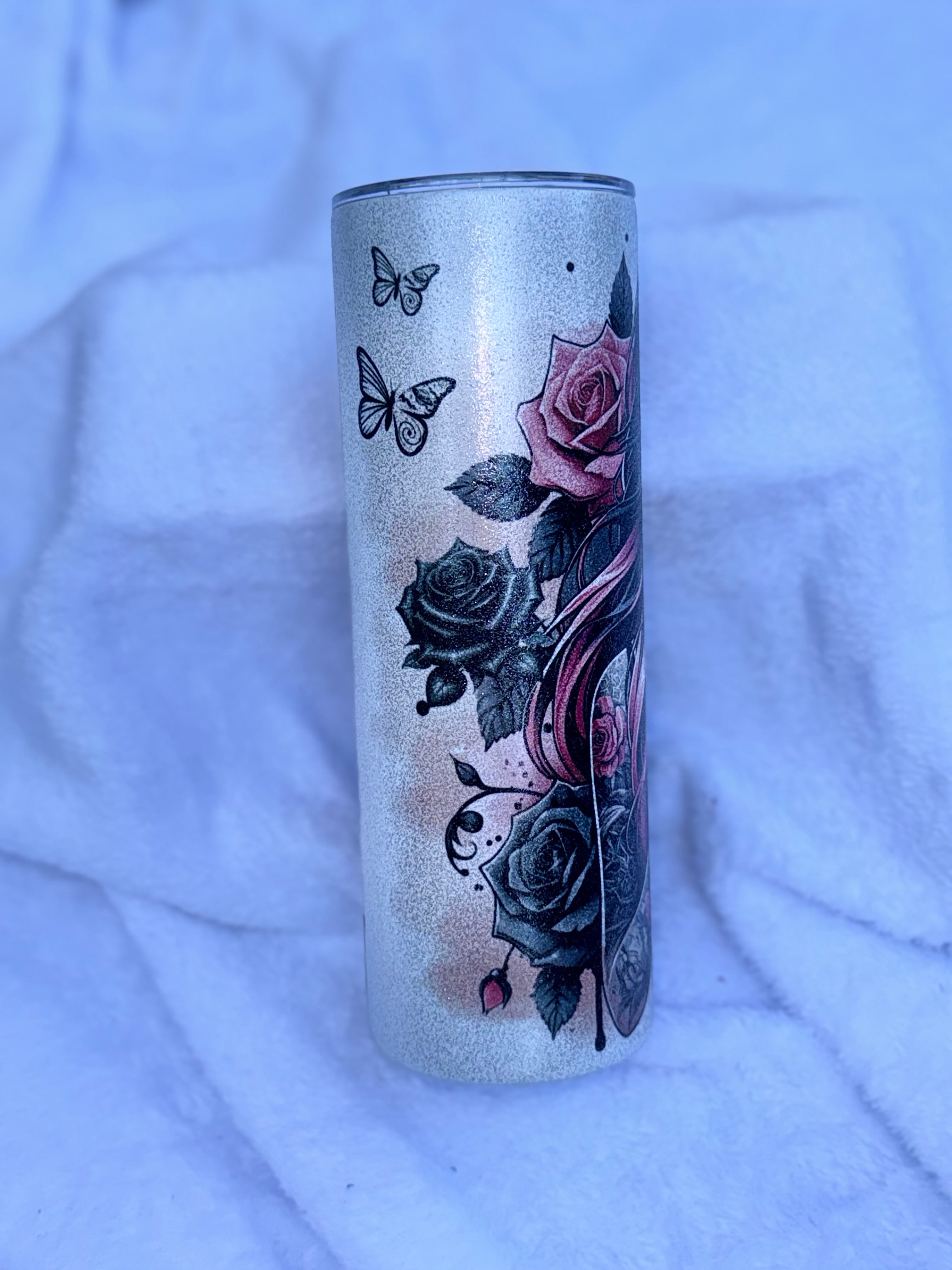 Dark Tattoo Girl 20oz Glitter Tumbler