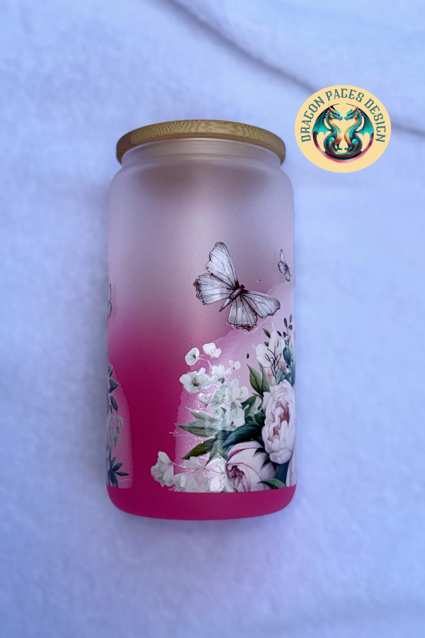 Floral Horse 16oz Glass Tumbler