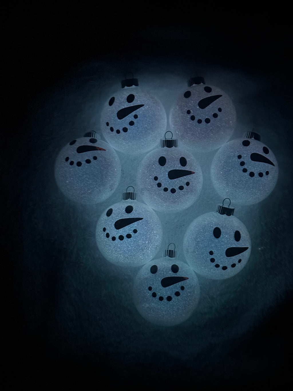 Snowman Glow Ornaments 8pack
