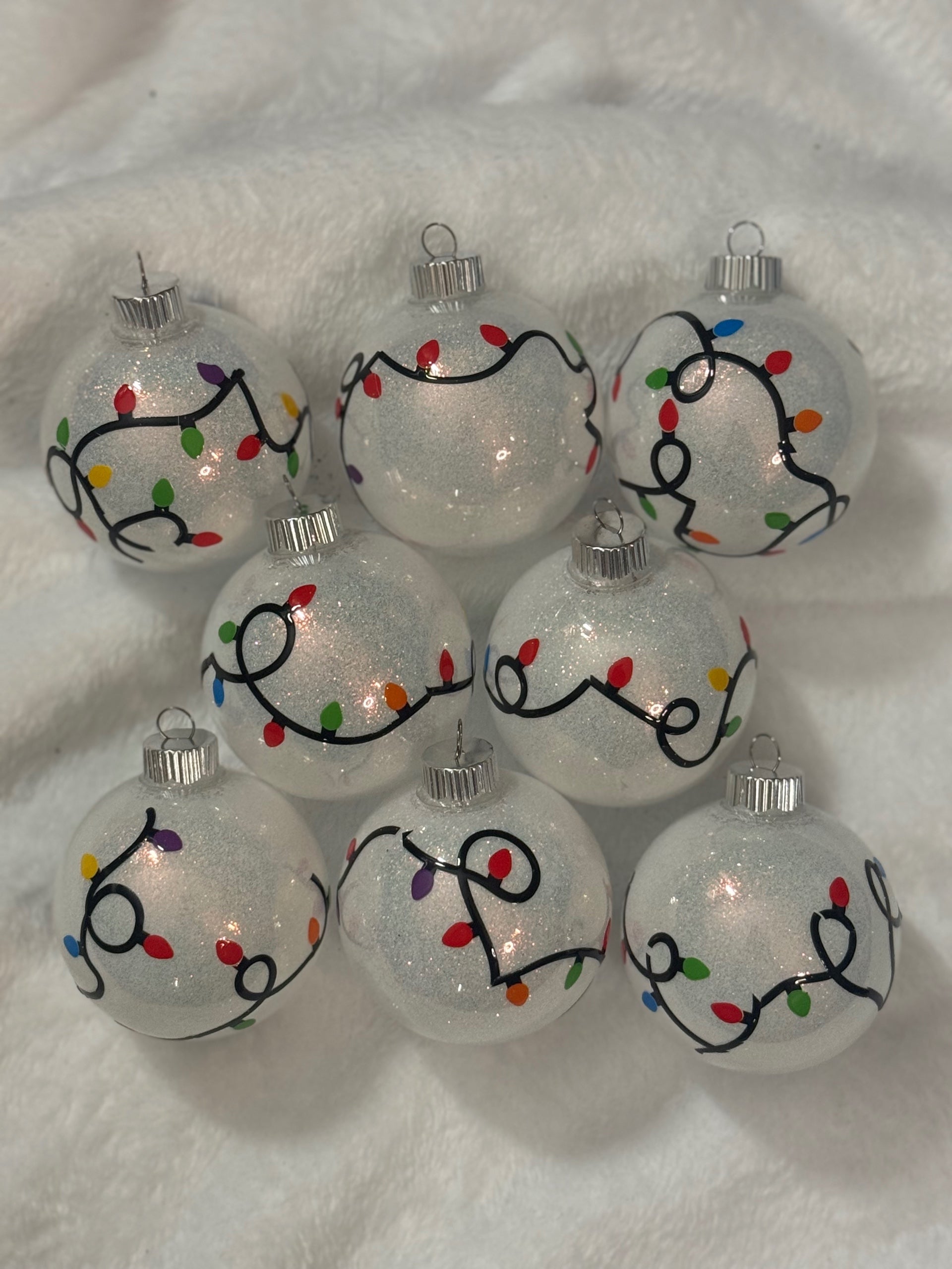 Christmas Lights Glow Ornaments 8 pack