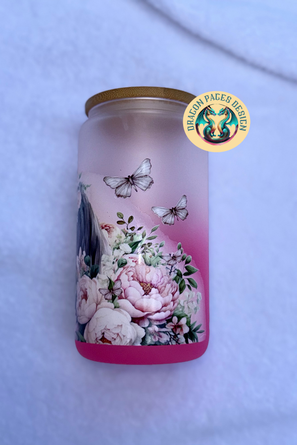 Floral Horse 16oz Glass Tumbler