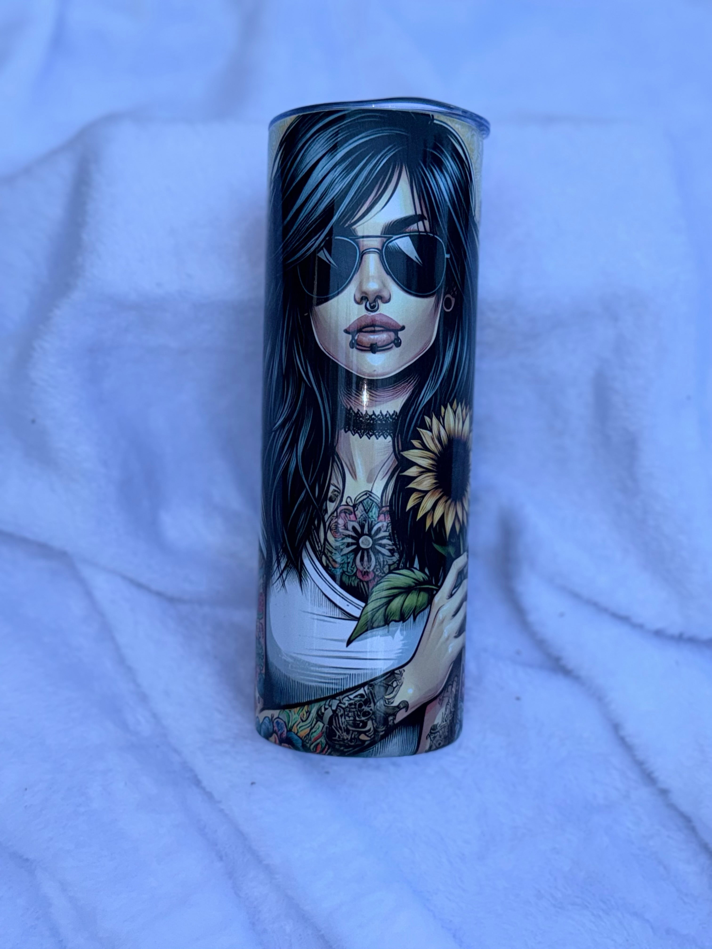 Floral Tattoo Girl 20oz Tumbler