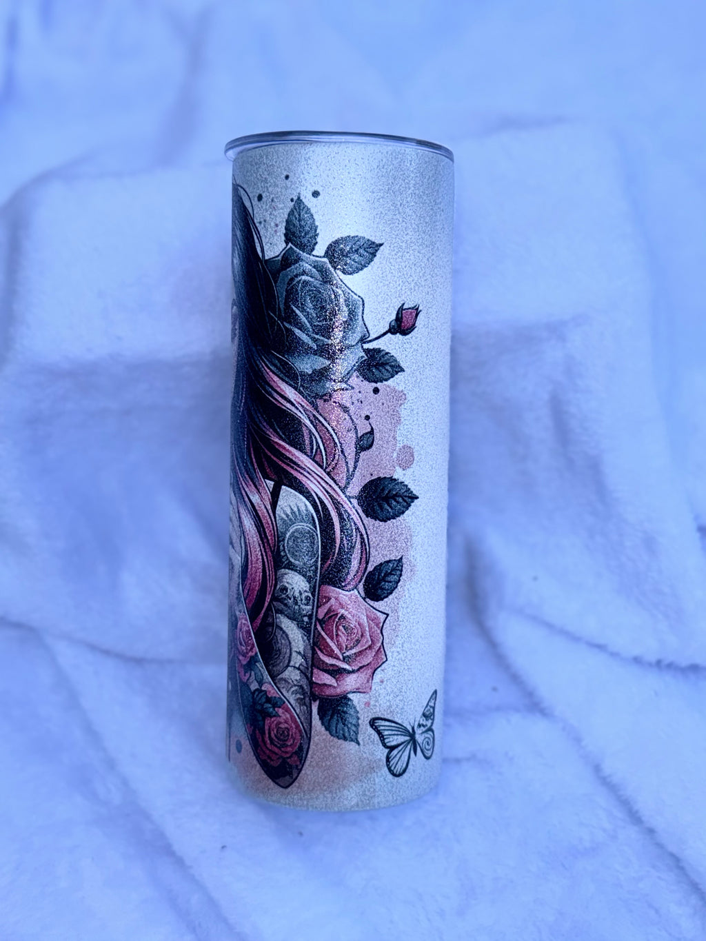 Dark Tattoo Girl 20oz Glitter Tumbler