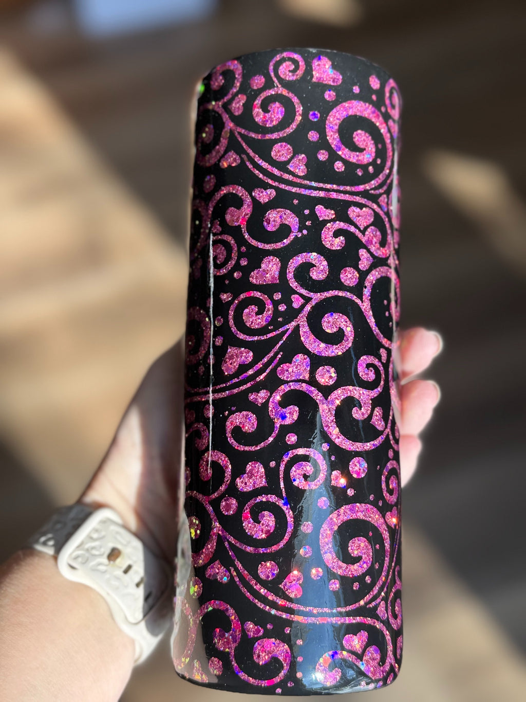 Pink and Gold Glitter Peekaboo 20oz Tumbler