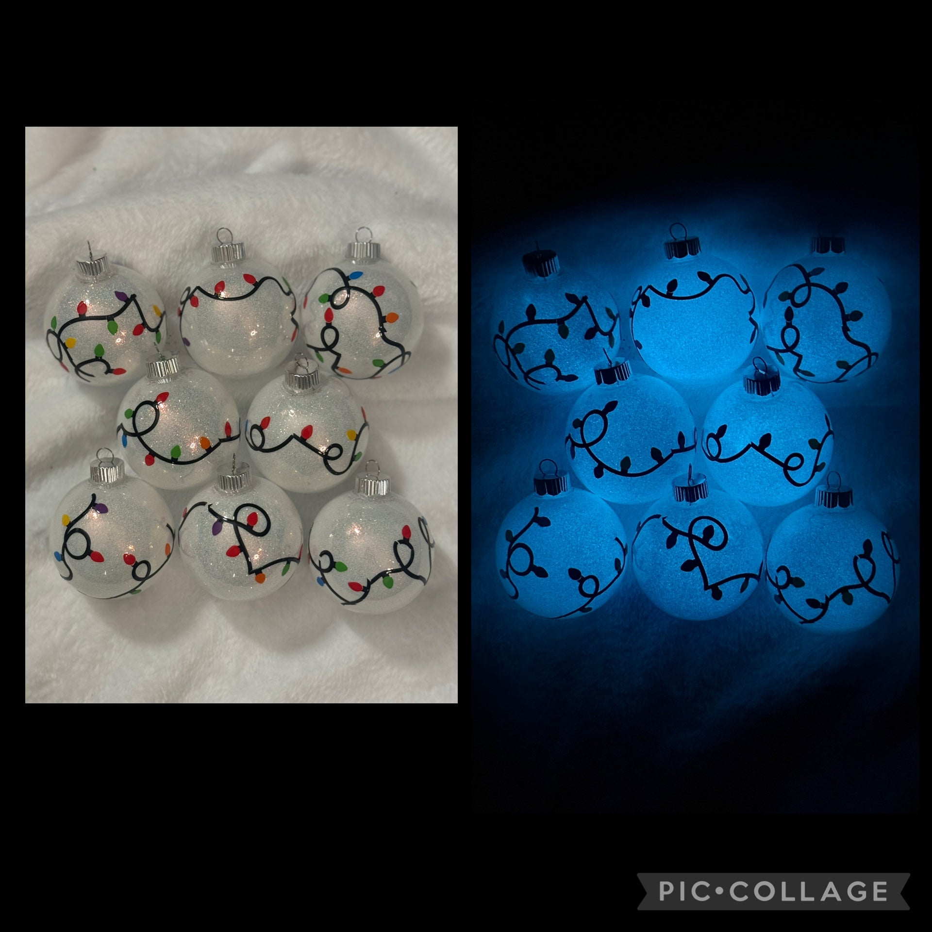 Christmas Lights Glow Ornaments 8 pack