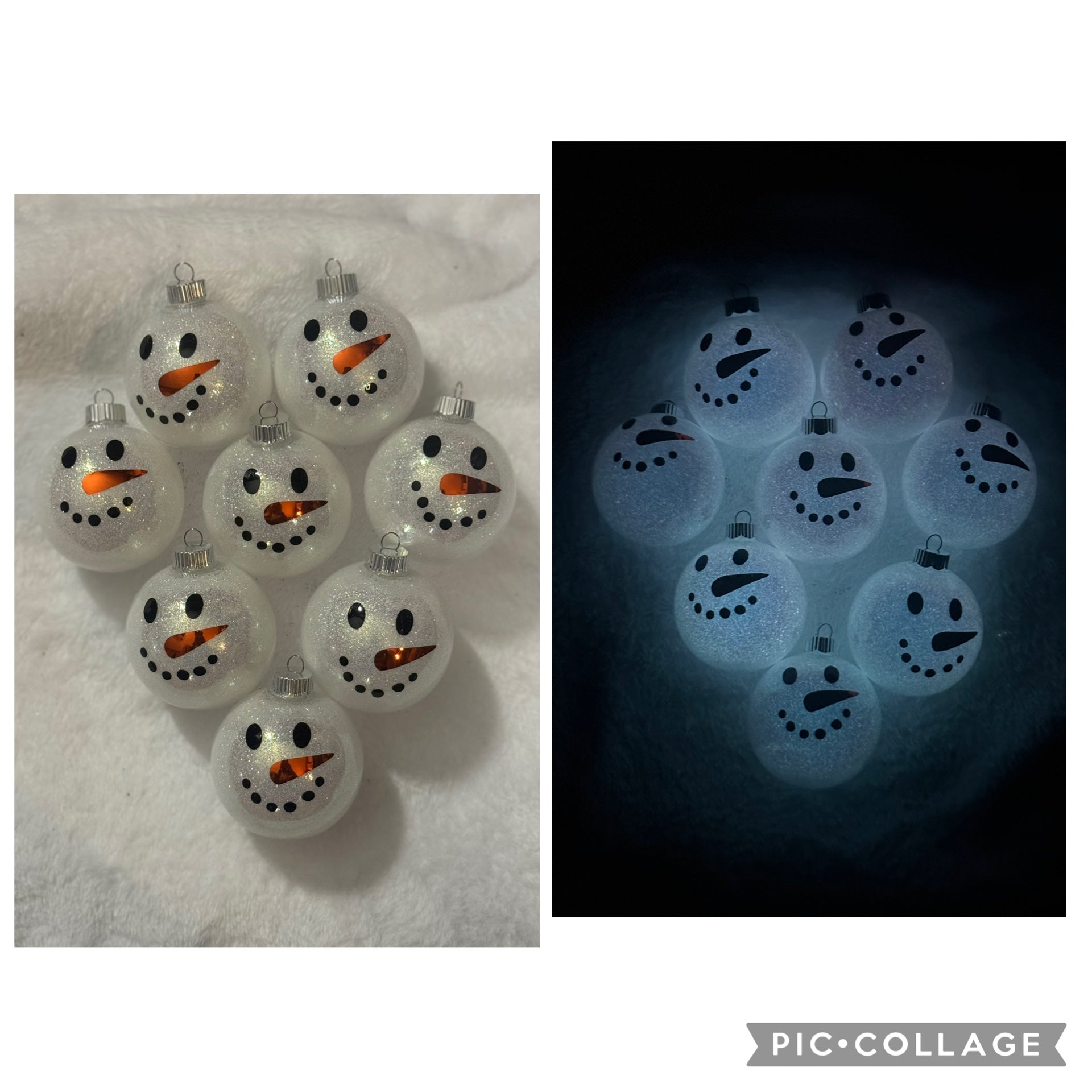 Snowman Glow Ornaments 8pack