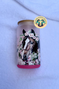 Floral Horse 16oz Glass Tumbler