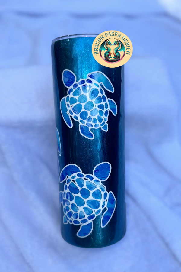 Sea Turtles Ink Swirl 20oz Tumbler