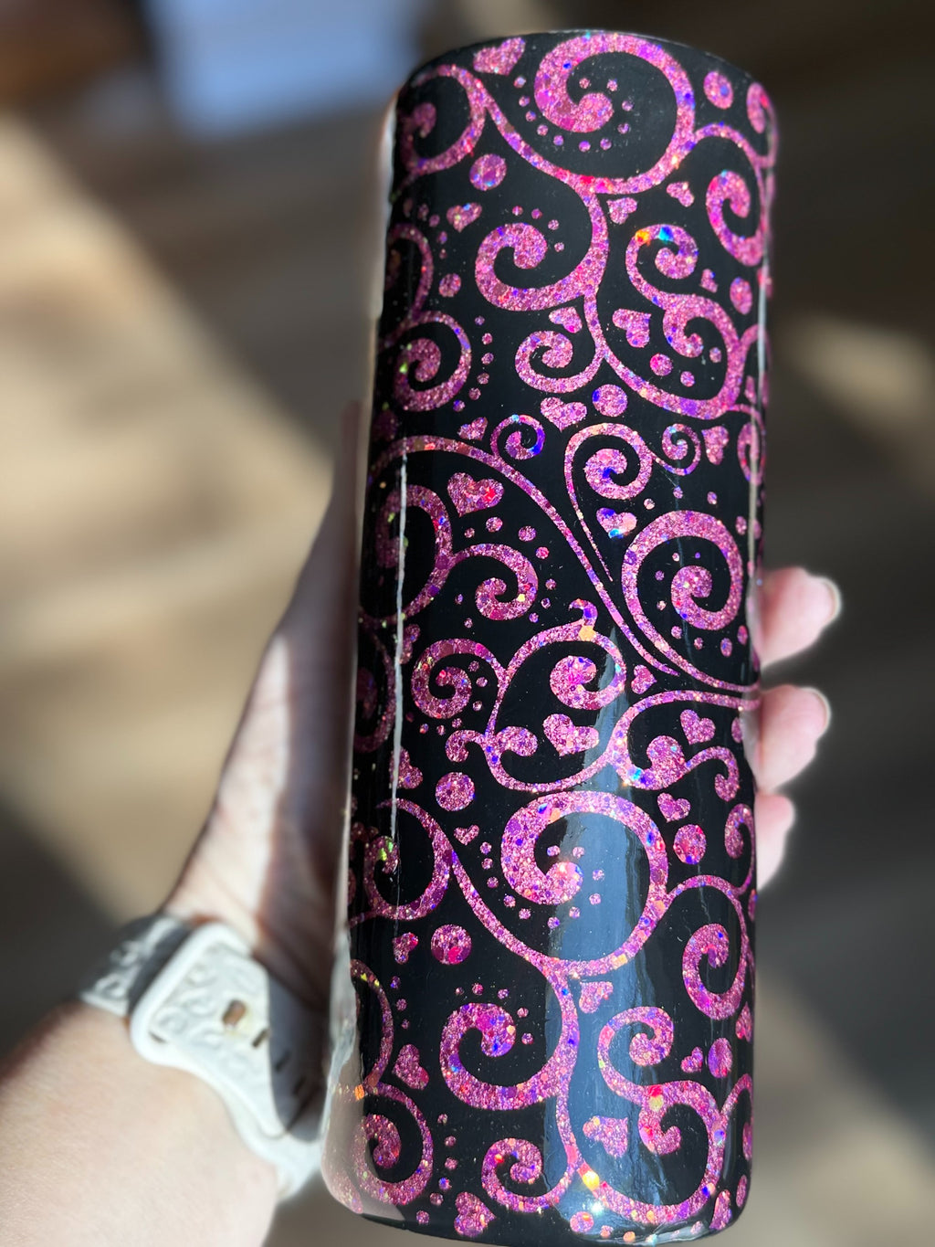 Pink and Gold Glitter Peekaboo 20oz Tumbler