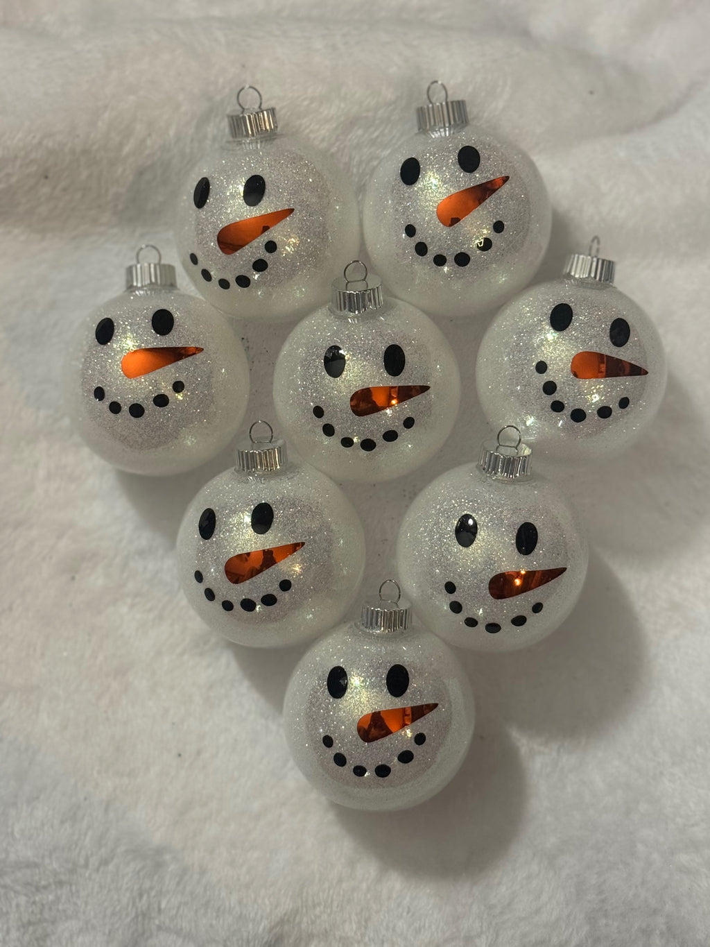 Snowman Glow Ornaments 8pack