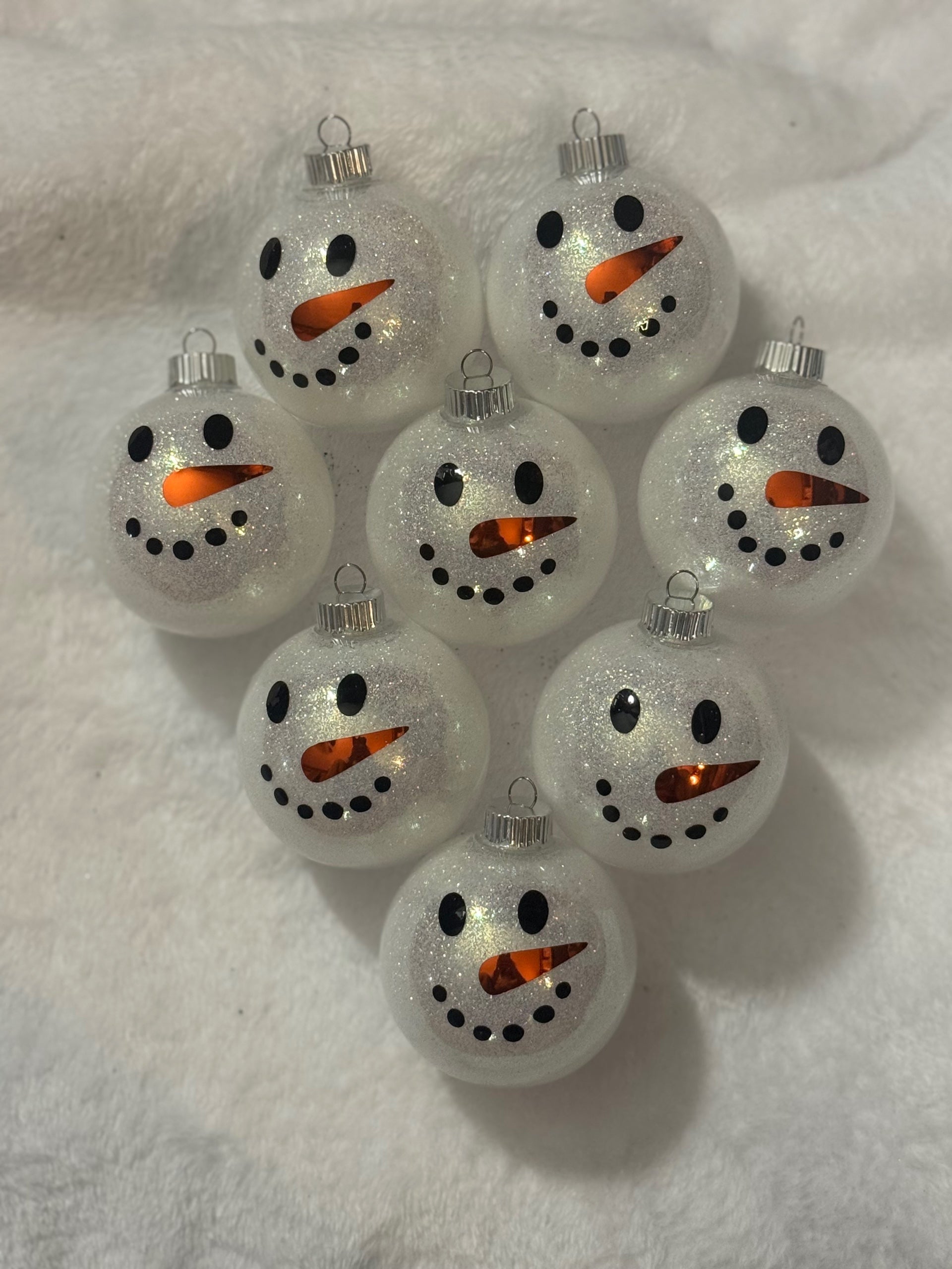 Snowman Glow Ornaments 8pack