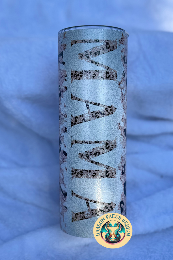 Pink Leopard Mama 20oz Glitter Tumbler