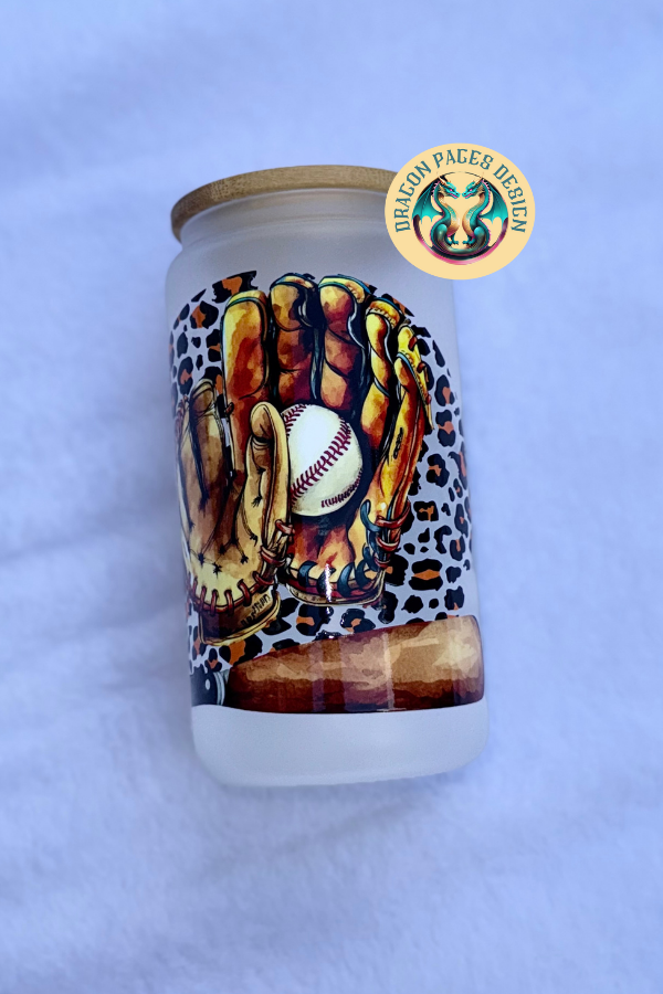Baseball Mama 16oz Glass Tumbler