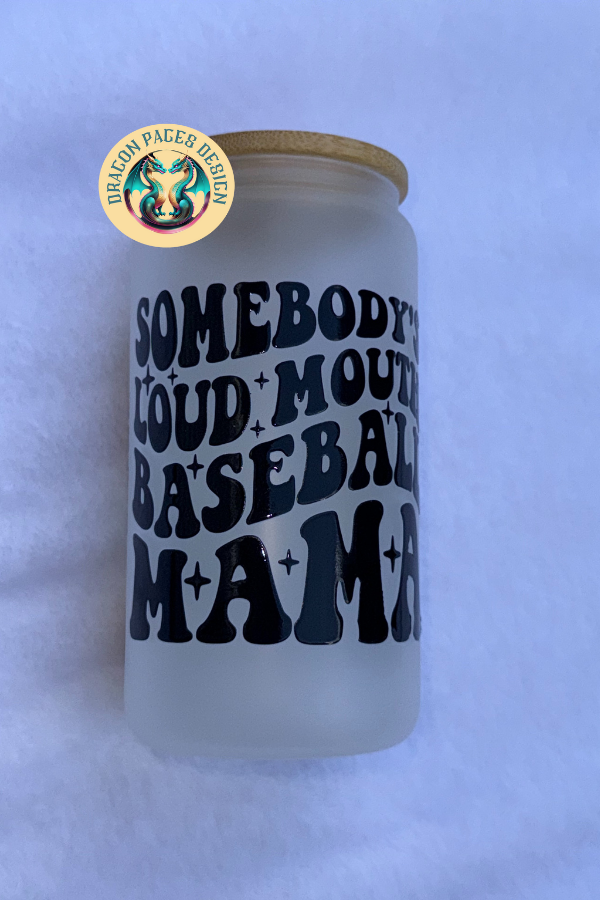 Baseball Mama 16oz Glass Tumbler